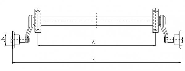 Achse ungebremst, Laufachse Nieper, 750kg,120cm Auflage, 4Loch